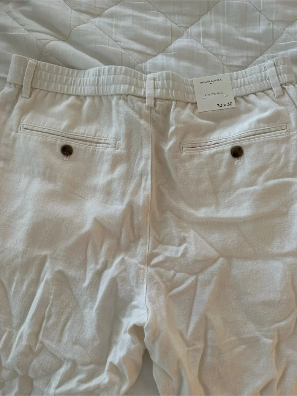 Banana Republic Cream Linen-Blend Drawstring Chinos